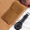 Handmade Genuine Leather Single Watch Travel Pouch with Metal Button Closure