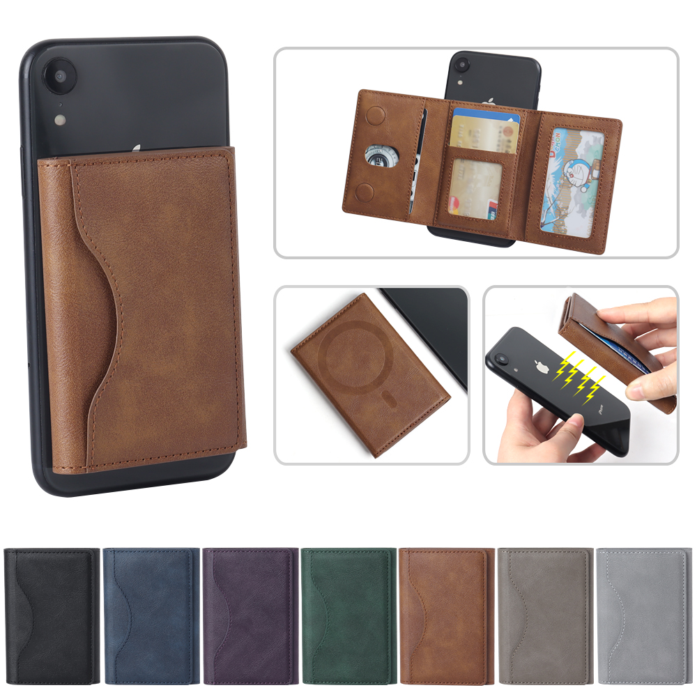 Custom Tri-Fold MagSafe Leather Wallet with Clear ID Window & Magnetic Closure