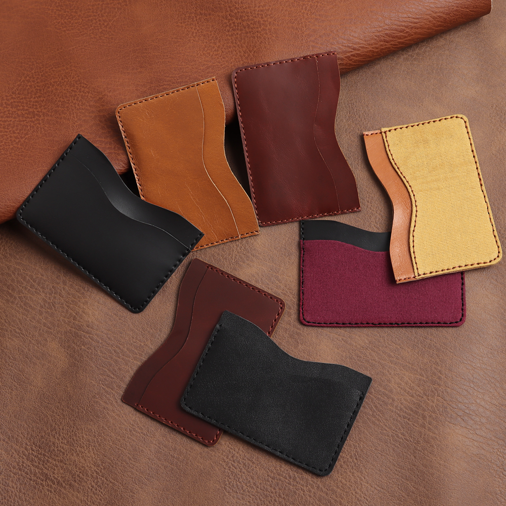 Custom Minimalist Leather Canvas Slim Card Holder Wallet OEM Wholesale