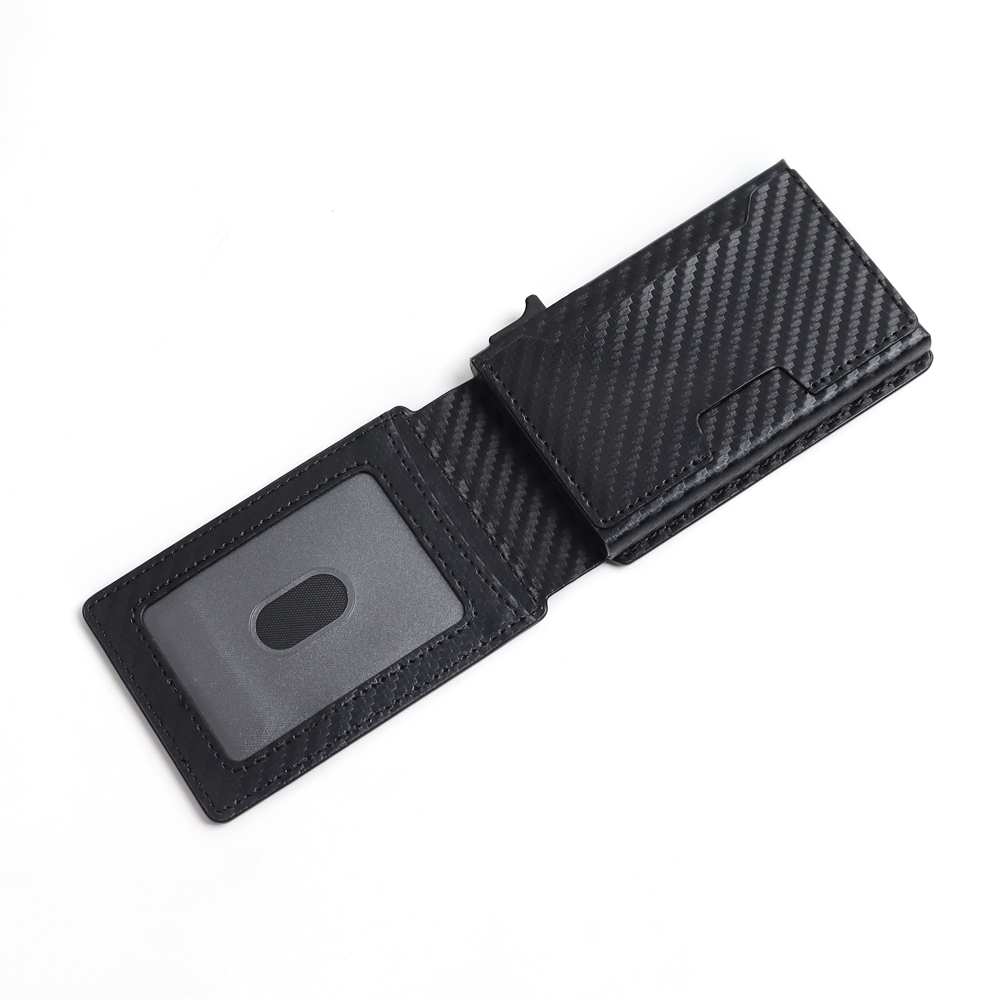 Custom Automatic Pop Up Aluminum Card Holder Leather Wallet OEM
