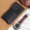 Handmade Genuine Leather Single Watch Travel Pouch with Metal Button Closure