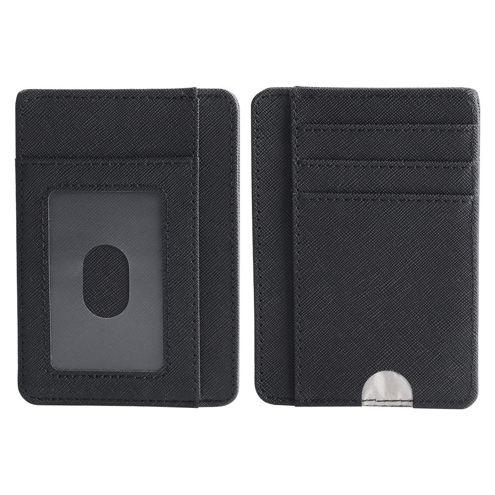 Custom Leather Slim ID Card Holder Wallet with Quick Push Slot OEM