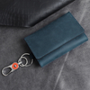 Leather Key Organizer Case with 6 Key Hooks & 3 Card Slots | Flip Key Wallet with Carabiner Clip | Custom OEM Leather Key Holder for Wholesale